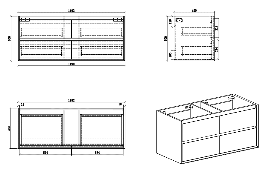 Birchwood Oak  Wall Hung Vanity