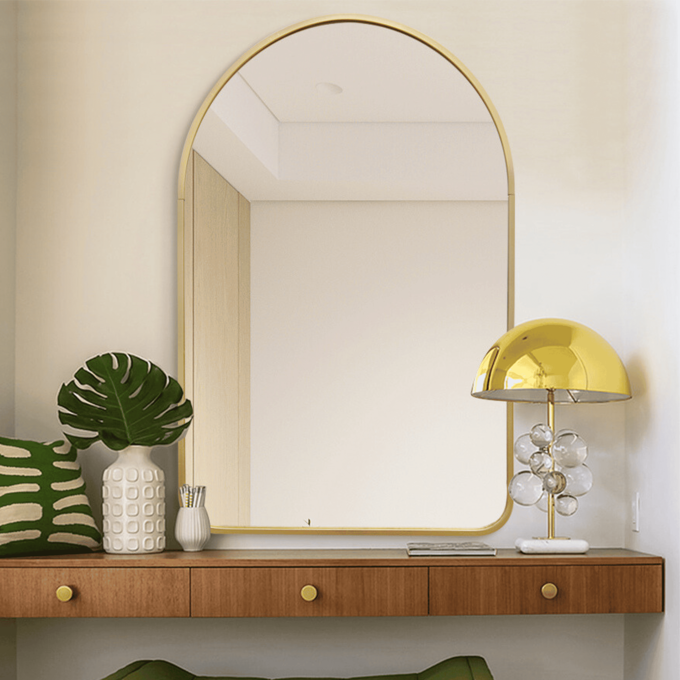 Arch Gold Metal Framed Mirror | 900 x 600