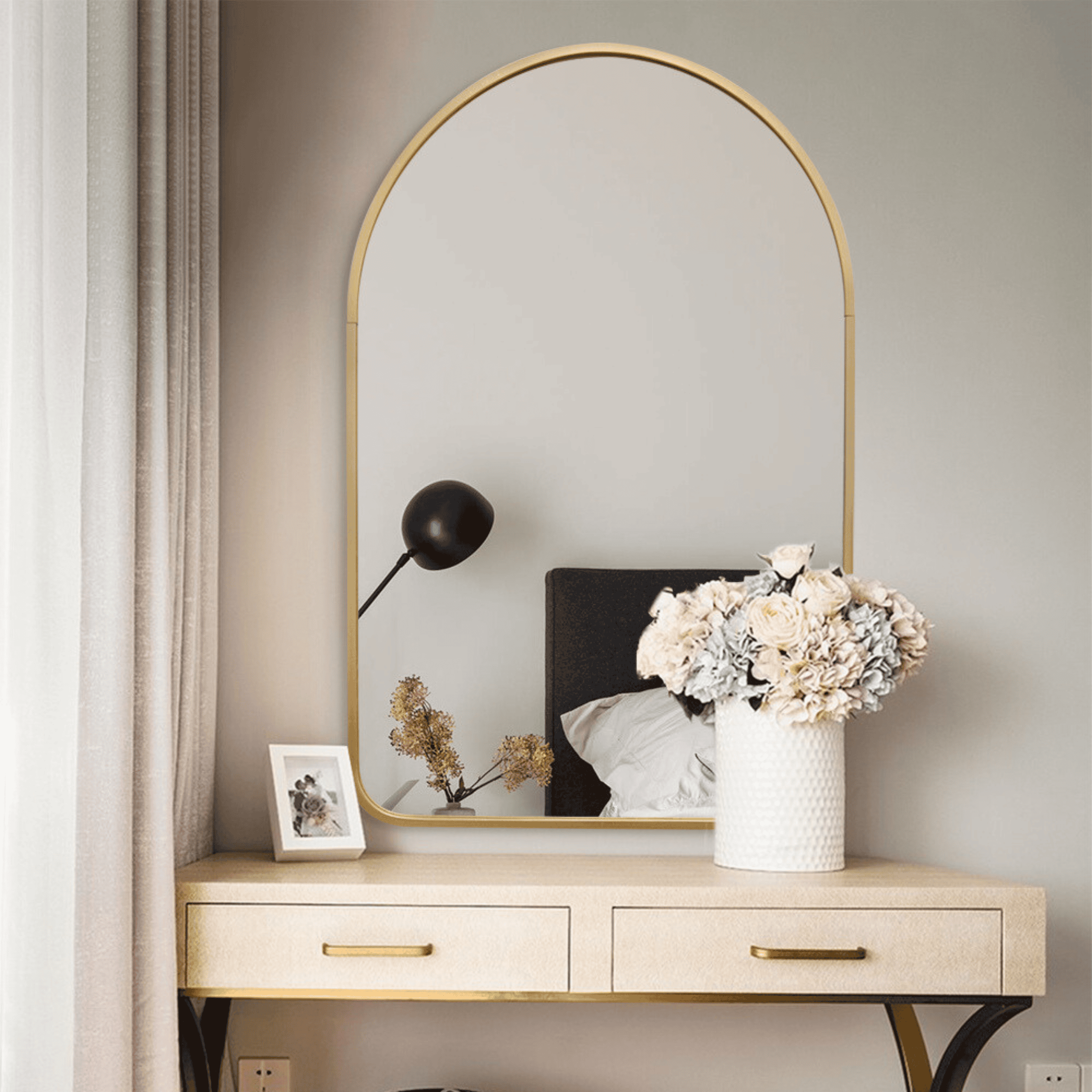 Arch Gold Metal Framed Mirror | 900 x 600