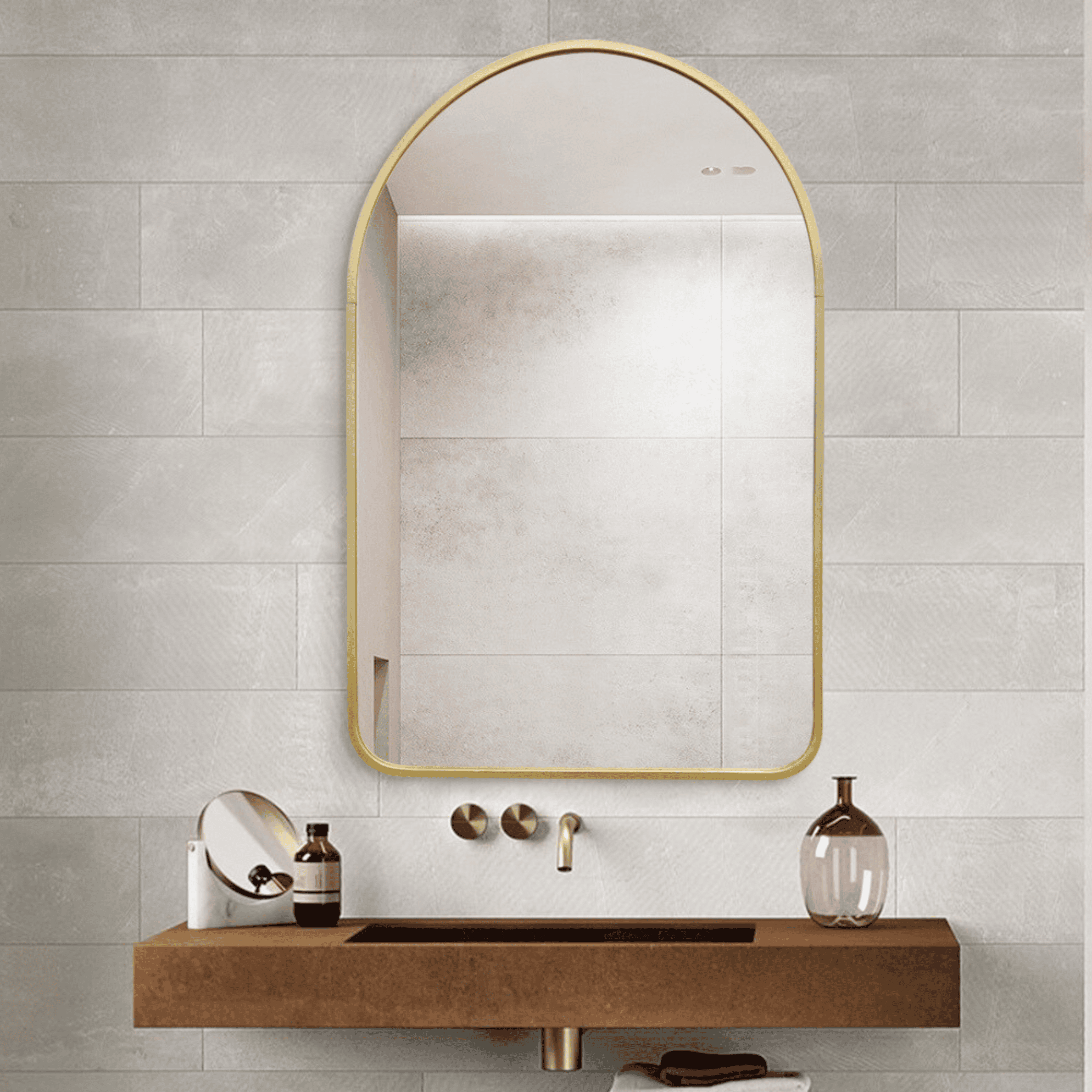 Arch Gold Metal Framed Mirror | 900 x 600